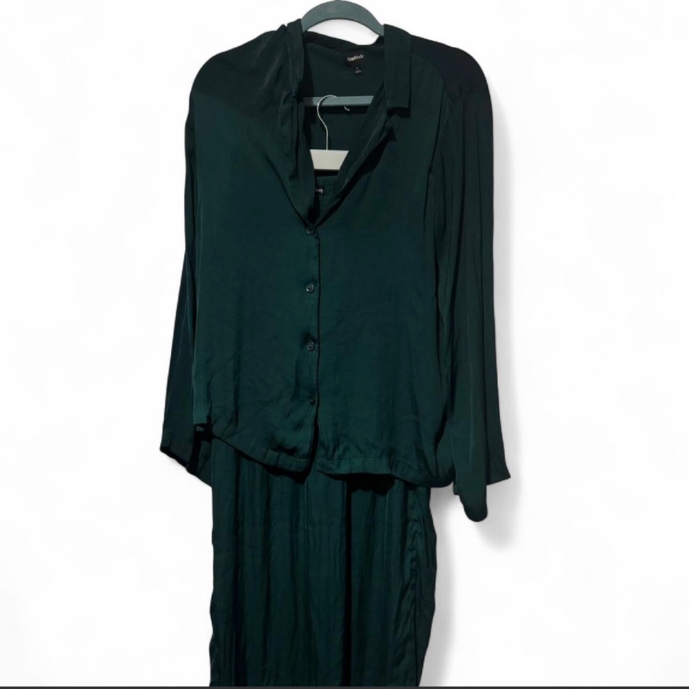 GAP Green Satin Pajama Set Size Larg